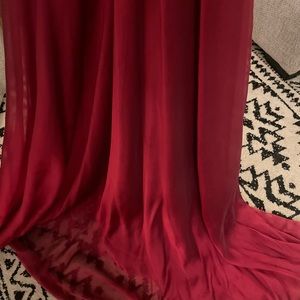 Red flowy prom dress